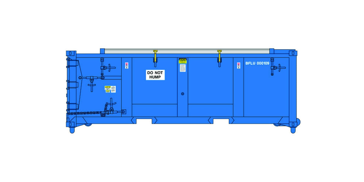 Atlas Master HO 20 foot waste container Environmental Solutions BFLU blue
