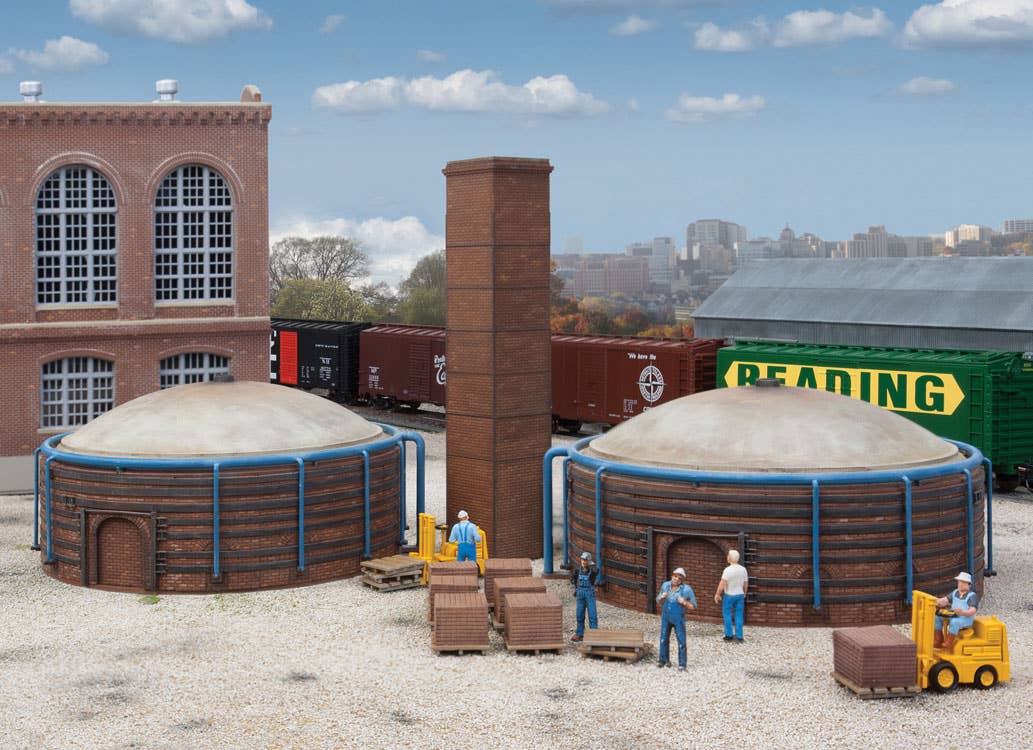 Walthers Cornerstone 4100 HO Scale Brick Kilns 2-Pack - Kit - Each 4-7/8 x 2-7/32" 12.4 x 5.6cm