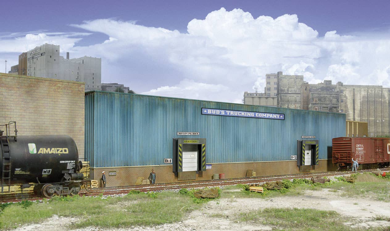 Walthers Cornerstone 3192 HO Scale Bud's Trucking Company Background Building - Kit - 19 x 1-1/8 x 4" 48.2 x 2.8 x 10.1cm