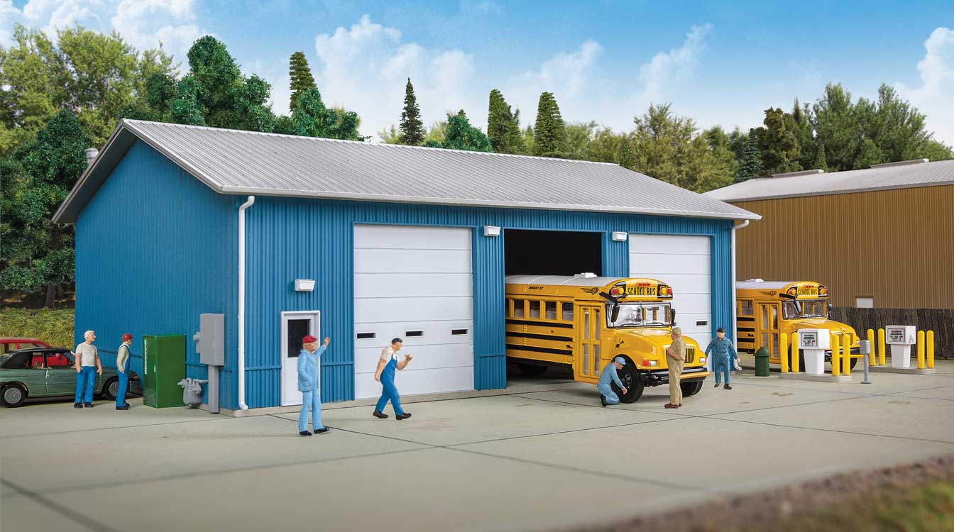 Walthers Cornerstone 3360 HO Scale Bus Maintenance Garage - Kit - 6-9/64 x 8 x 3-5/16" 15.6 x 20.5 x 8.4cm