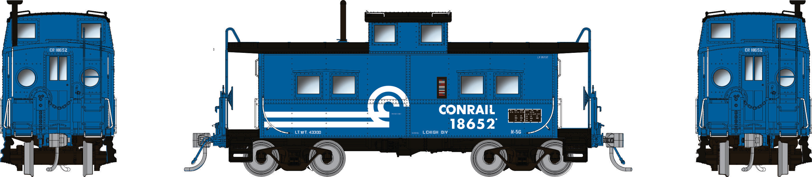 Rapido HO Northeastern-style Caboose w/ porthole windows: Conrail: #18652