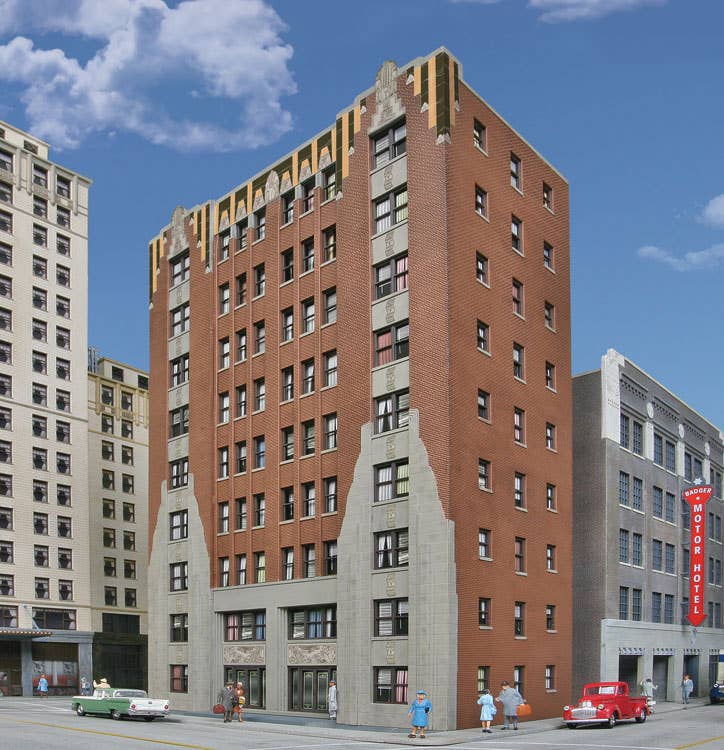 Walthers Cornerstone 3770 HO Scale City Apartment Background Building - Kit - 8-1/8 x 5-3/16 x 12-11/16" 20.6 x 13.2 x 32.2cm