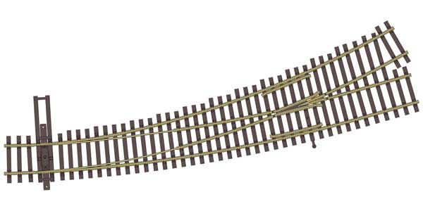 WalthersTrack 83067 HO Scale Code 83 Nickel Silver DCC-Friendly Curved Turnout - Left Hand