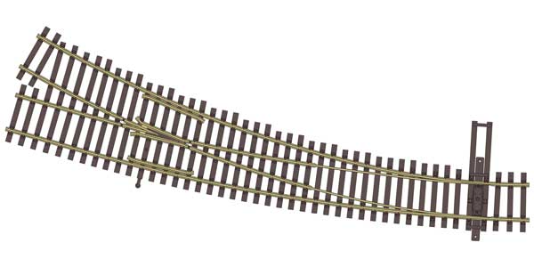 WalthersTrack 83068 HO Scale Code 83 Nickel Silver DCC-Friendly Curved Turnout - Right Hand