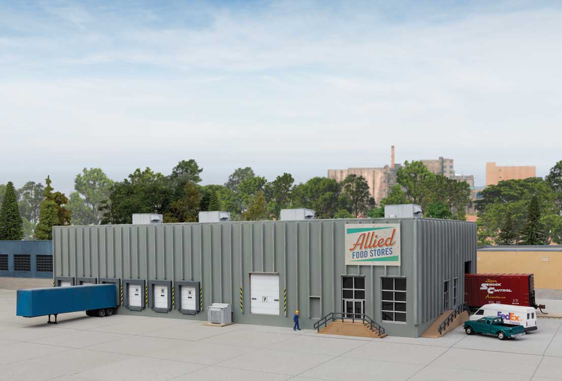 Walthers Cornerstone 3864 N Scale Concrete Grocery Warehouse - Kit - 12 x 6-3/4 x 3-3/16" 30.4 x 17.1 x 8cm