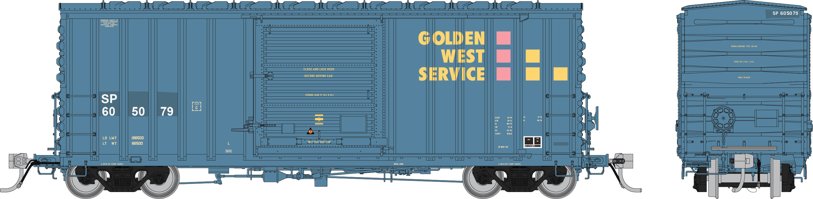 Rapido HO PC&F B-100-32 Boxcar: Southern Pacific: ex-Golden West: Single Car