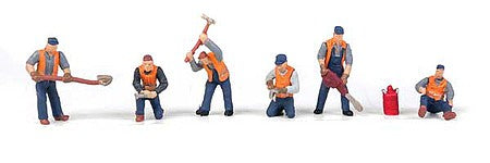 Walthers SceneMaster 6066 HO Scale Railroad Track Workers - Set 1 pkg(6)