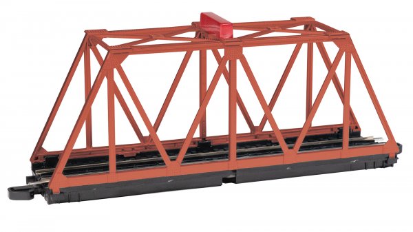 Bachmann 44479 HO Scale EZ-Track Truss Bridge with Blinking Light - Oxide Red