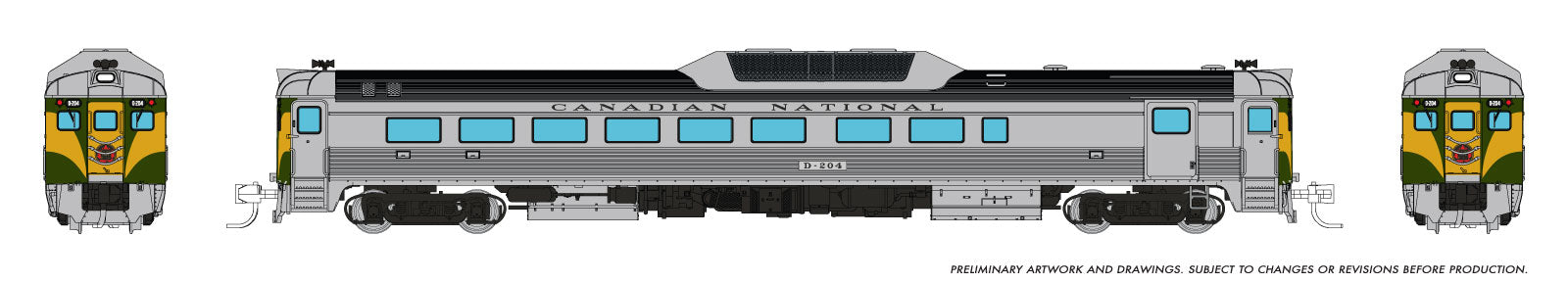 Rapido N Budd RDC-2 (Ph 2) (DC/Silent): Canadian National - Green Scheme: D204