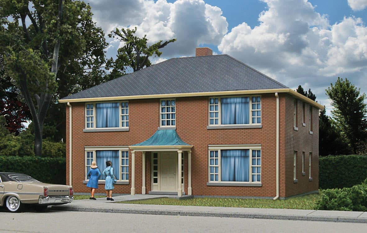 Walthers Cornerstone 3781 HO Scale Four-Unit Brick Apartment Building - Kit - 5-3/4 x 5-13/16 x 3-5/8" 14.6 x 14.7 x 9.2cm