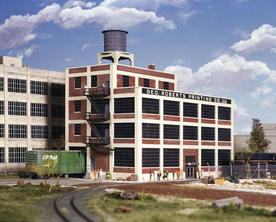 Walthers Cornerstone 3046 HO Scale George Roberts Printing Company - Kit - 12-3/4 x 7-1/2 x 9" 31.6 x 19.3 x 22.9cm