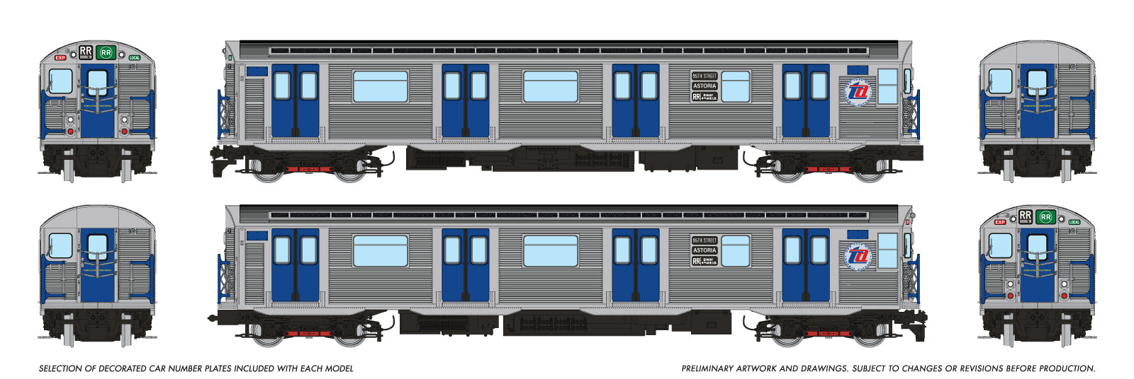 Rapido HO Budd R32 "Brightliner" (DC/DCC/Sound): NYCTA - TA Logo: RR Broadway