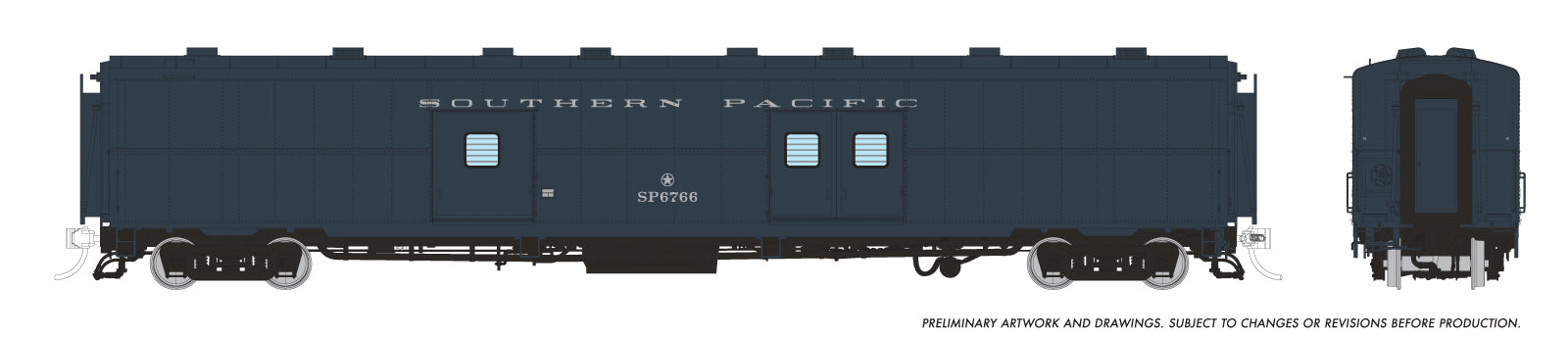Rapido HO PC&F Econo Baggage: Southern Pacific Baggage/Messenger - Early Doors: #6766