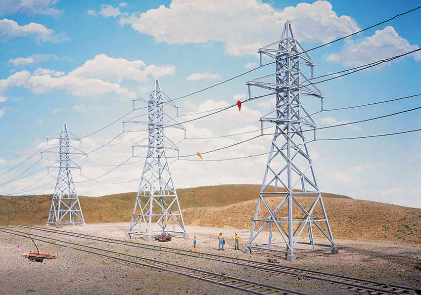Walthers Cornerstone 3121 HO Scale High-Voltage Transmission Tower - pkg(4) - Kit - 2-1/2 x 2-1/2 x 9-3/8" 6.4 x 6.4 x 23.8cm