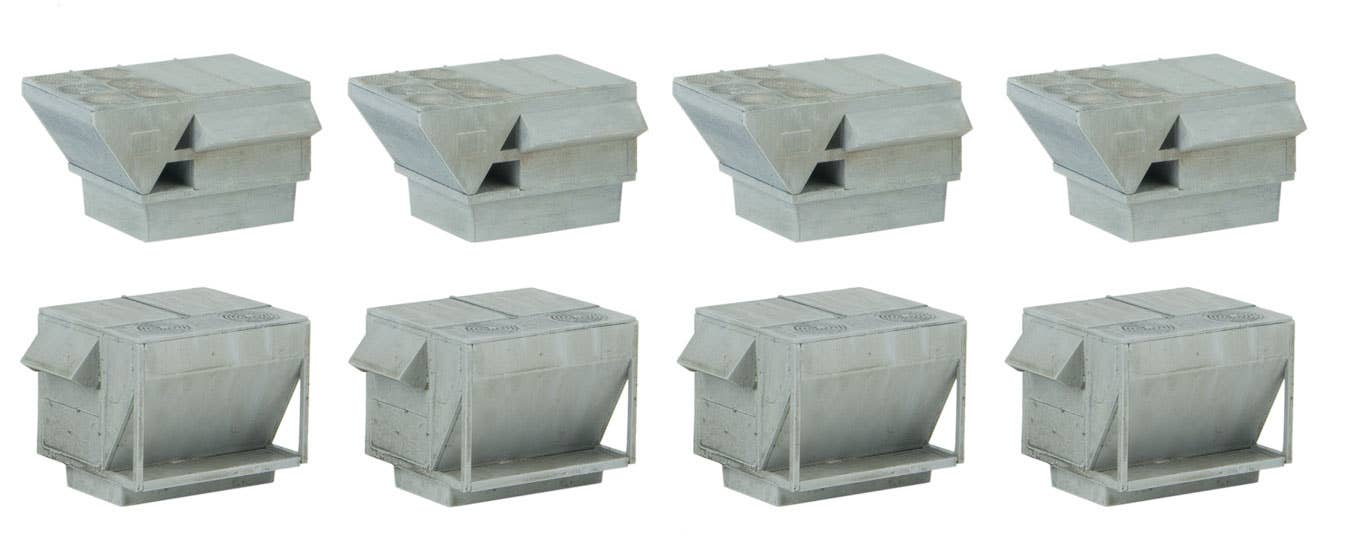 Walthers Cornerstone 4077 HO Scale HVAC Units - Kit - 4 Each of 2 Styles of Rooftop Air Conditioners