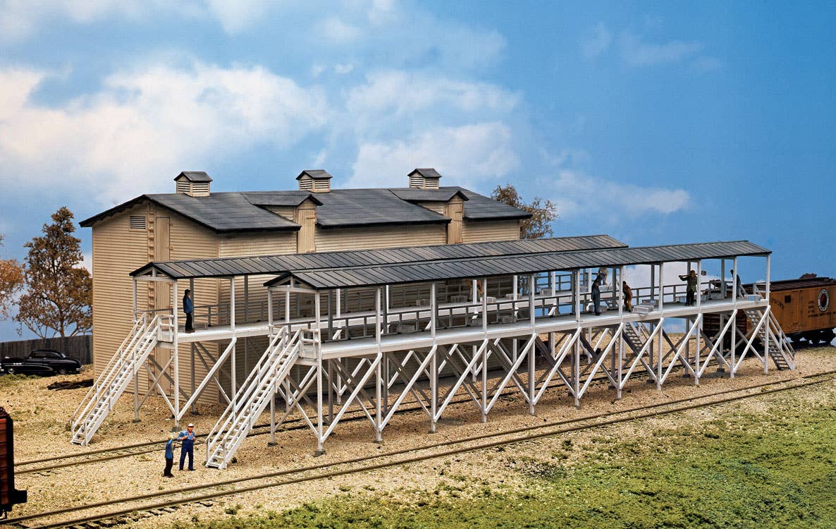 Walthers Cornerstone 3245 N Scale Ice House & Icing Platform - Kit - Overall: 9-7/8 x 3-3/4" 25 x 9.5cm