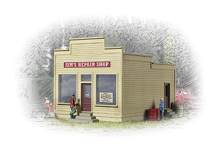 Walthers Cornerstone 3229 N Scale Jim's Repair Shop - Kit - 2-3/4 x 1-3/4 x 1-3/4" 6.8 x 4.3 x 4.3cm