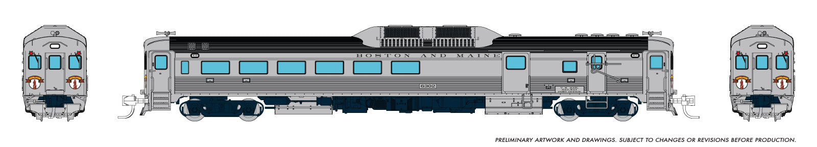 Rapido N Budd RDC-3 (Ph 1) (DC/DCC/Sound): Boston & Maine - Minuteman: #6302