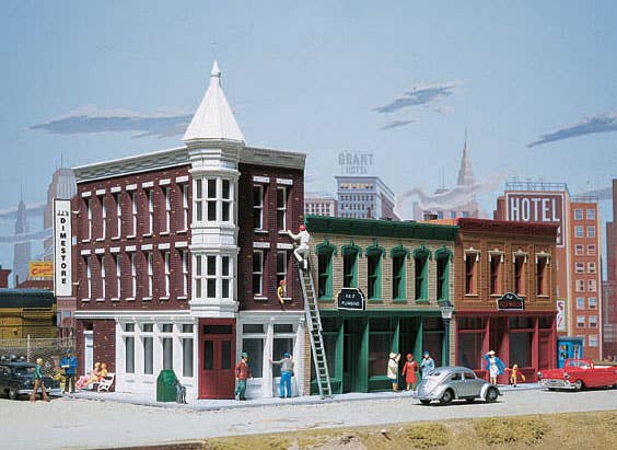 Walthers Cornerstone 3224 N Scale Merchant's Row II - Kit - 6-1/4 x 3-1/2 x 3-5/8" 15.9 x 8.9 x 9.2cm