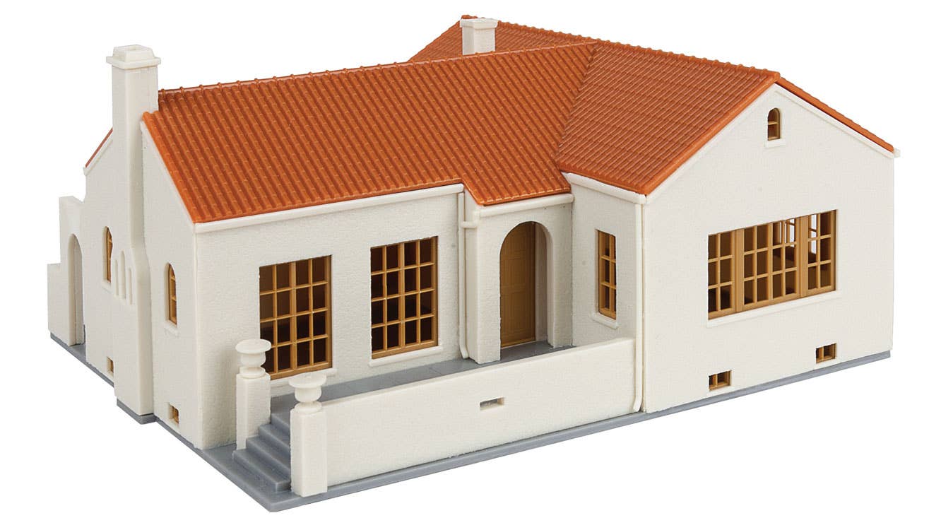 Walthers Cornerstone 3785 HO Scale Mission-Style Bungalow House - Kit - 4-15/16 x 5-9/16 x 2-13/16" 12.5 x 14.1 x 7.1cm