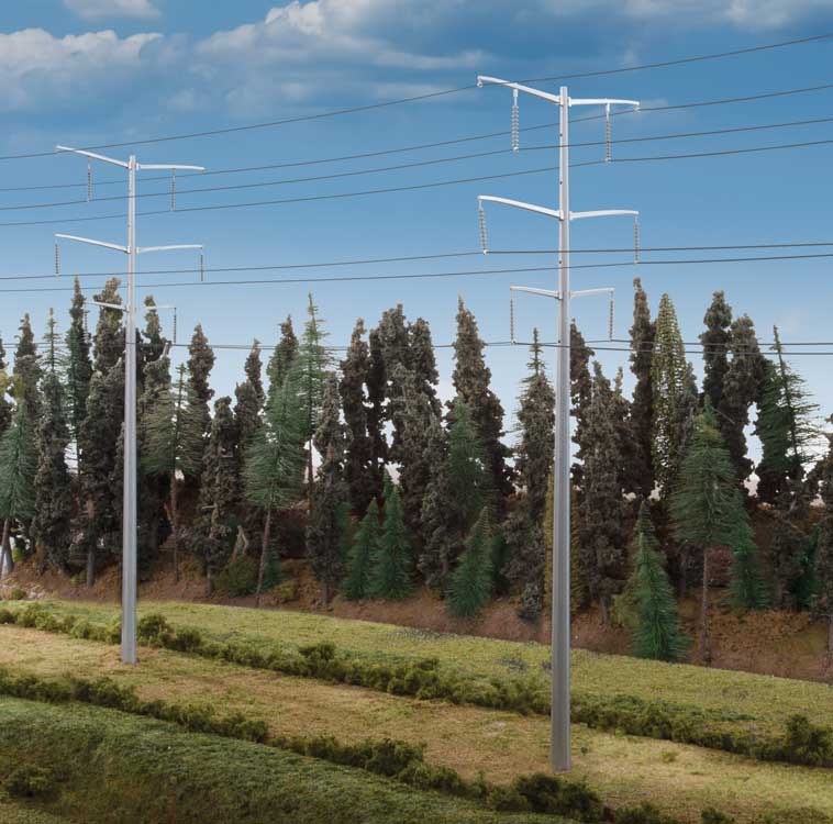 Walthers Cornerstone 3343 HO Scale Modern High Voltage Transmission Towers - Kit - Each Pole Stands 9-3/4" 24.7cm Tall