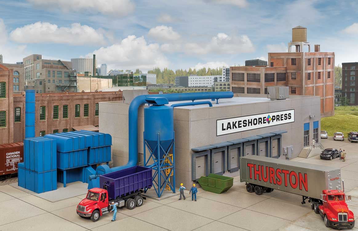 Walthers Cornerstone 4079 HO Scale Modern Printing Plant - Cornerstone Modern Industrial Park - Kit - 16-5/8 x 8-3/8 x 5-11/16" 42.2 x 21.2 x 14.4cm