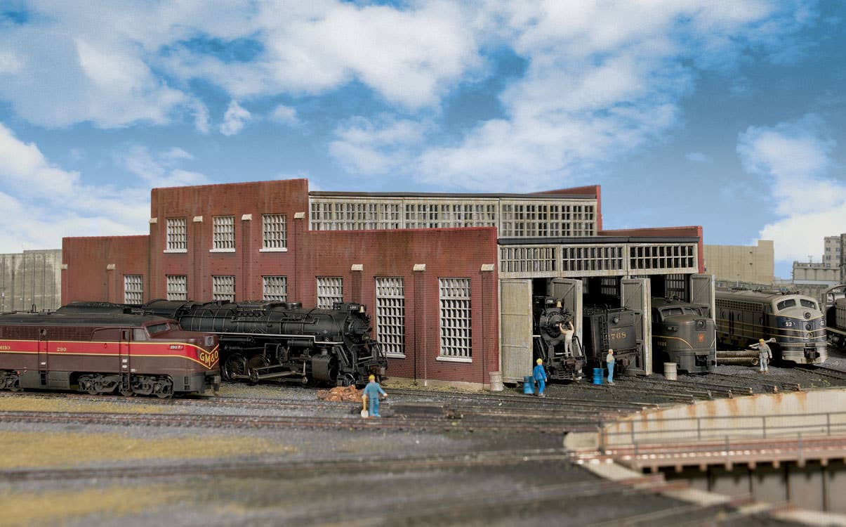Walthers Cornerstone 3261 N Scale Modern Roundhouse 3 Add-On Stalls - Kit - 10-13/16 x 3-15/16" 27.4 x 10cm; Stall Width at Rear: 3-3/16" 8.1c