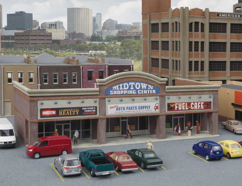 Walthers Cornerstone 3891 N Scale Modern Shopping Center I - Kit - 6-1/4 x 3 x 2-1/8" 15.8 x 7.6 x 5.3cm