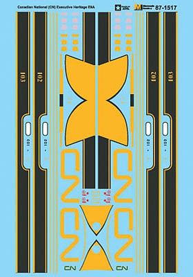 Microscale 87-1517 HO Scale CN Executive Heritage E9A Waterslide Decals