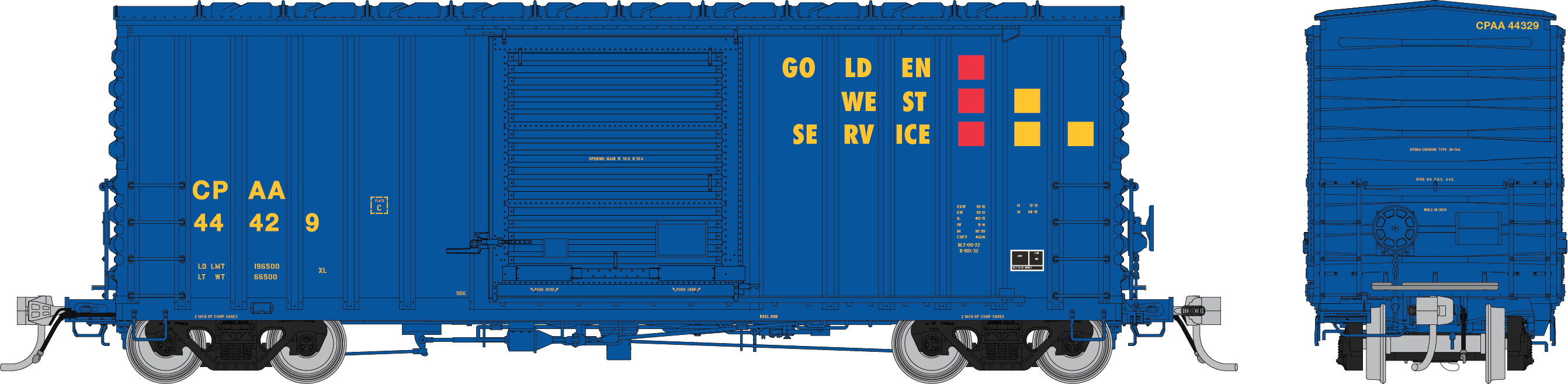 Rapido HO PC&F B-100-32 Boxcar: Golden West Service - CPAA Service: Single Car