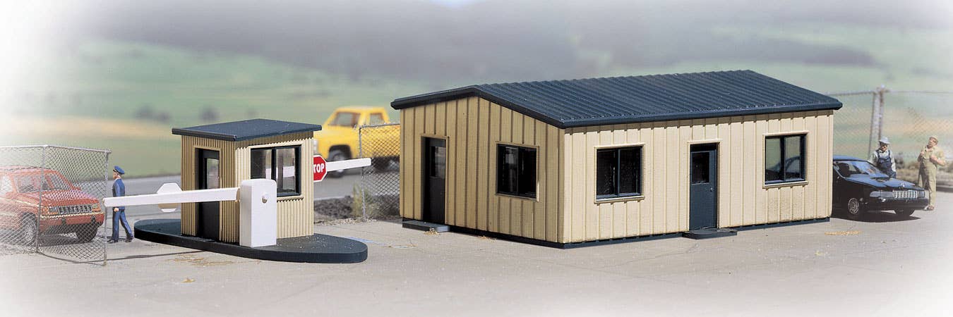 Walthers Cornerstone 3517 HO Scale Office & Guard Shack - Kit - Office: 4-1/8 x 3 x 1-1/2" 10.5 x 7.6 x 3.8cm
