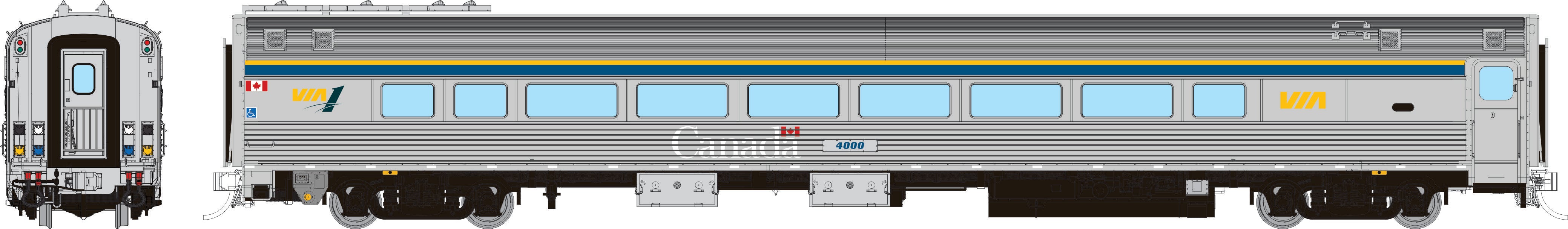 Rapido HO VIA HEP2 Coach: VIA Rail - HEP2 Coach Scheme: #4121