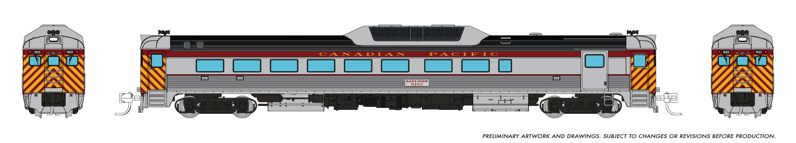 Rapido N Budd RDC-2 (Ph 2) (DC/Silent): Canadian Pacific - Maroon: #9103