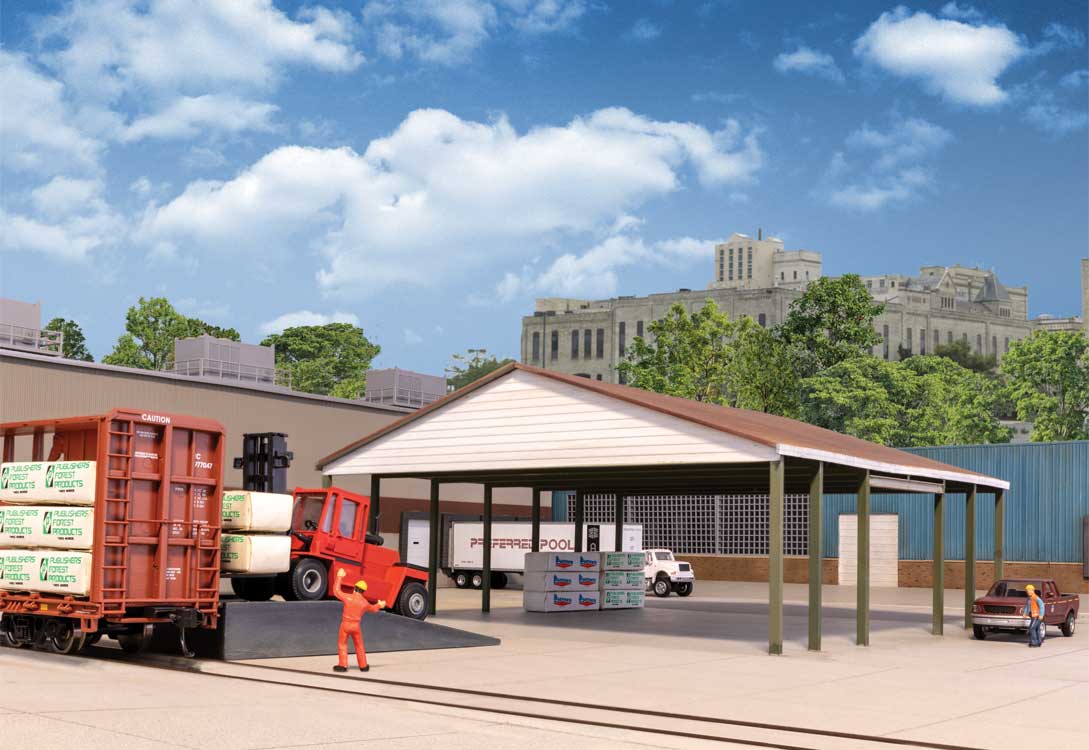 Walthers Cornerstone 4180 HO Scale Open Air Intermodal Shed - Transload Facility - Kit