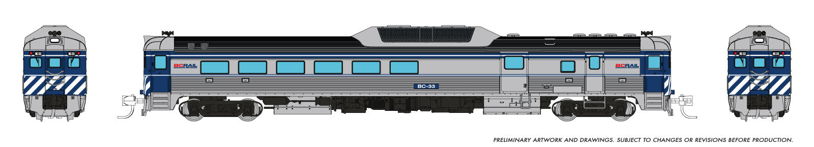 Rapido N Budd RDC-3 (Ph 2) (DC/Silent): BC Rail - Blue Scheme: BC-33