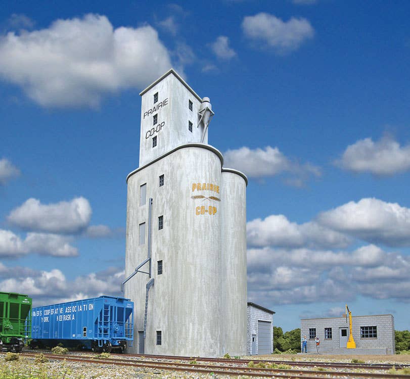 Walthers Cornerstone 4047 HO Scale Prairie Co-Op Elevator - Kit - 5-1/8 x 7-1/4 x 12" 13 x 18.4 x 30.4cm