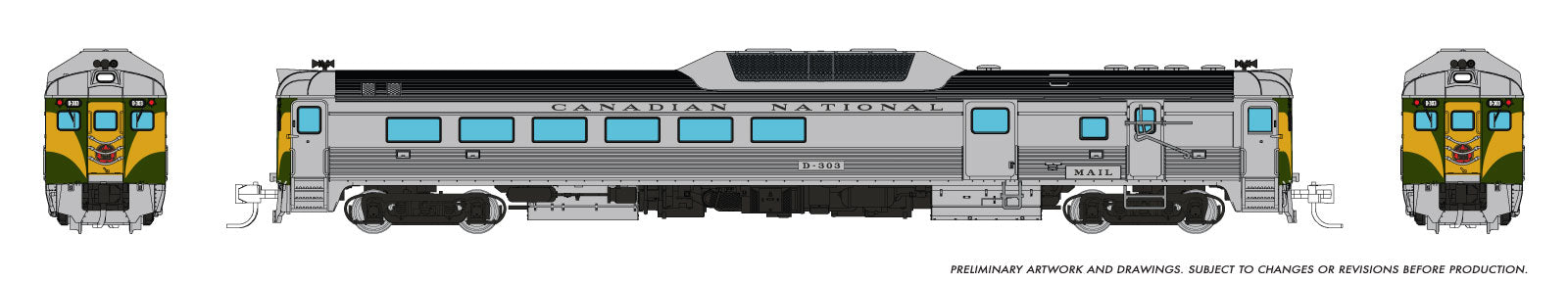 Rapido N Budd RDC-3 (Ph 2) (DC/DCC/Sound): Canadian National - Green Scheme: D303