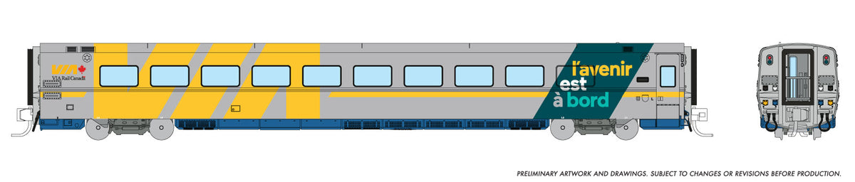 Rapido 508016 N scale LRC Coach, VIA Rail The Future Is On Board Wrap