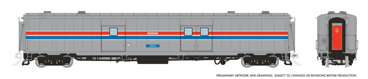 Rapido HO scale PC&F Econo baggage car, Amtrak Phase 2