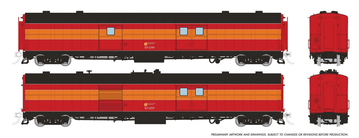 Rapido HO scale business set, Econo baggage and power car, Southern Pacific Daylight scheme