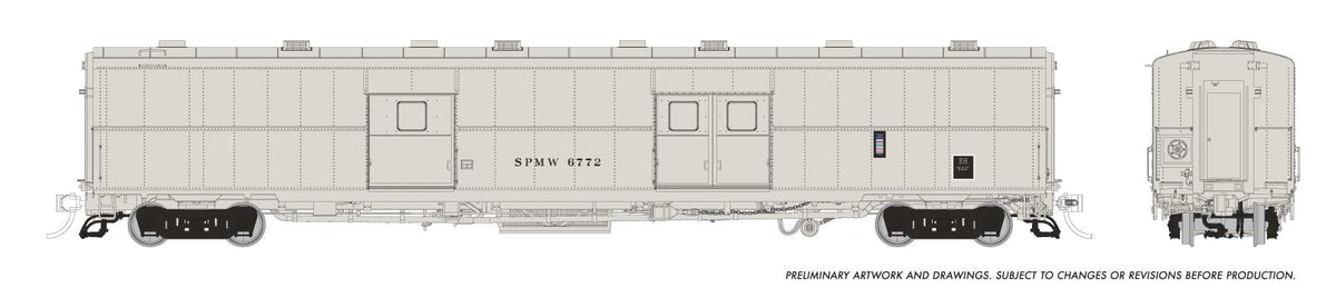 Rapido HO scale PC&F Econo baggage car, Southern Pacific maintenance of way