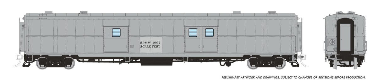 Rapido HO scale PC&F Econo baggage car, Southern Pacific scale test car
