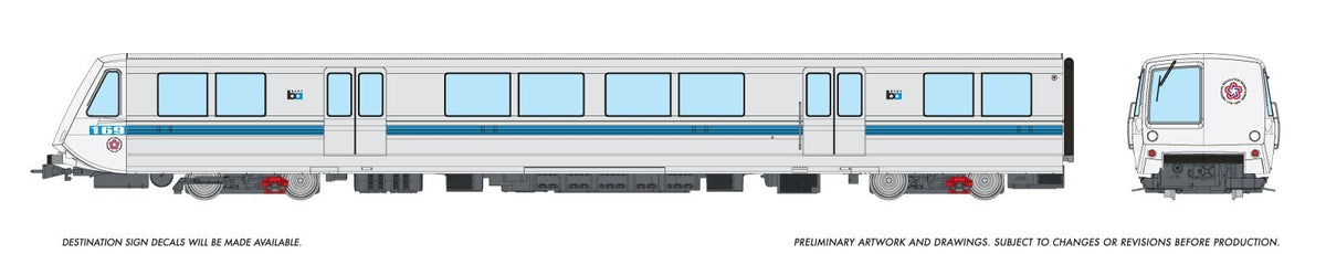 Rapido HO scale Bay Area Rapid Transit A end car, Bicentennial white