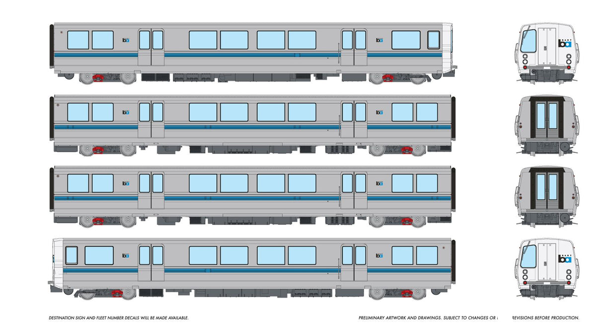 Rapido HO scale Bay Area Rapid Transit C-B-B-C train