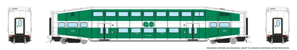 Rapido 1110005 HO scale BiLevel Commuter Car, GO Transit - Late: Coach #2410