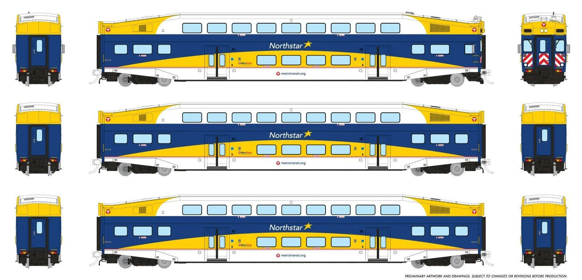 Rapido 1110012 HO scale BiLevel Commuter Car, Northstar: Set #1