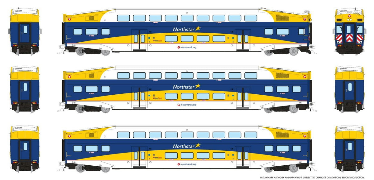 Rapido 1110013 HO scale BiLevel Commuter Car, Northstar: Set #2
