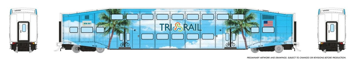 Rapido 1110028 HO scale BiLevel Commuter Car, TriRail - Palm Tree: Coach #1004