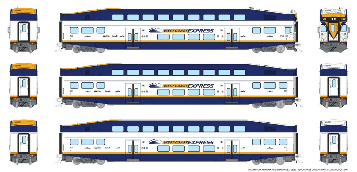 Rapido 1110031 HO scale BiLevel Commuter Car, West Coast Express: Set #3