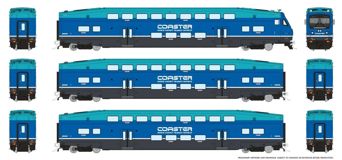 Rapido 1110041 HO scale CEM BiLevel Commuter Car, Coaster - Modern: Set #2